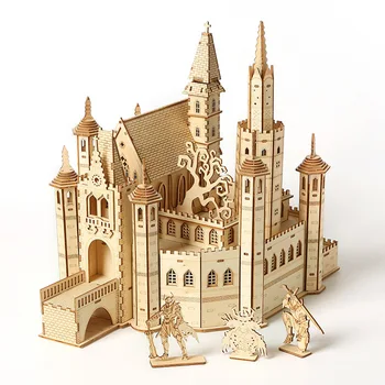Изгубен Замък Дървена Събрана Модел 3D Играчки, ръчно изработени Луксозни Колекция Бижута 2023 Нова Трансграничная
