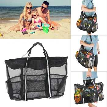 Окото плажна чанта, лека Сгъваема водоустойчив найлон Голяма плажна чанта през рамо с джоб с цип за пътуване в почивка