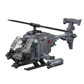 400 парчета 1:33 Армейски хеликоптер AH-6i, градивни елементи, фигурки военни Войници, Пистолет тухли, играчки-самолети за деца