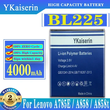 4000 ма BL225 YKaiserin Батерия за Lenovo A858T A785E S8 A708T A628T A620T A780E A688T S898t + S580 Batteria + Песен-код