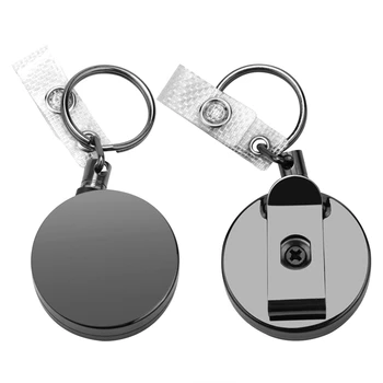 2 опаковки сверхпрочных повдигащи бейджей, метален държач за бейджа с клипс за колан с халка за ключове с име, карта-ключодържател
