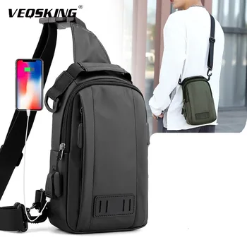 Многофункционална найлон нагрудная чанта, мъжка Водоустойчива чанта през рамо, анти-кражба пътна чанта, мъжка нагрудная чанта за зареждане чрез USB, раница