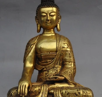 Тибетское бронзова бъде позлатен будистки Оръжие Осем съкровища, Статуя на Буда Шакямуни