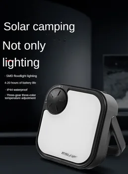 Уличен мултифункционална лампа за къмпинг, аварийни работи и поддръжка, удобна за зареждане от слънчева енергия чрез USB, мощен светодиод