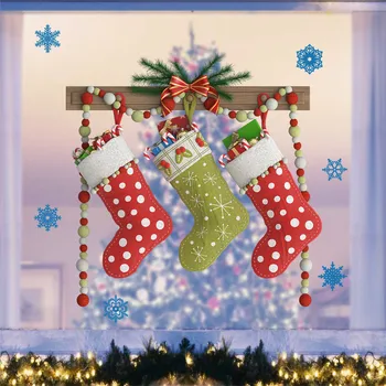 Креативните коледни стикери за стена, Коледни чорапи, Витрина на магазин, на Фона на стаята, Стенен шкаф, Коледни украси, лепенки За Коледа