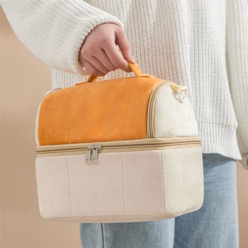 Плюшен мультяшная чанта за обяд, голяма чанта голям за Bento, много дебела с регулируема каишка за разходки, плаж, пикник, риболов