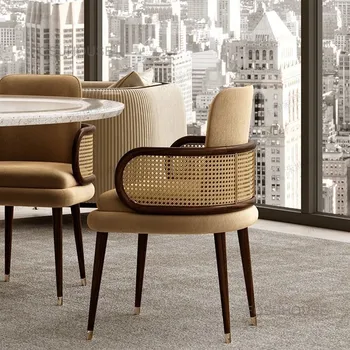 Дизайнерски столове за дневна от ратан, Скандинавски Мебели за дома, стол от масивна дървесина, стол за трапезария в хотела, стол за преговори, в образеца на стая