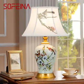 Настолна лампа SOFEINA от китайската керамика, led съвременен творчески луксозна настолна лампа, Модерен за дома, дневна, кабинет, спалня