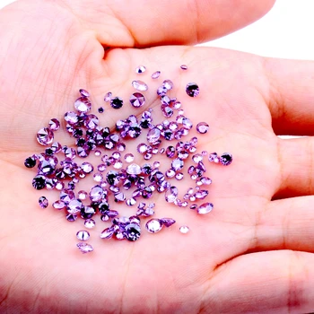 1000шт-ТА + 1,0-4,0 мм CZ камък кръг нарязани на мъниста лилав цвят, кубичен цирконий, синтетични скъпоценни камъни за бижута