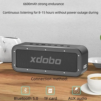 XDobo 50 W мощен Bluetooth, преносим безжичен субуфер за домашно кино, водоустойчив говорител 360 стерео съраунд звук TWS TF говорител