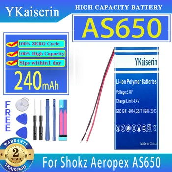 YKaiserin 240 mah батерия За Преносим слушалки Shokz Aeropex AS650 Digital Bateria