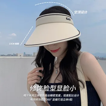 Японската шапка с uv защита, Дамска лятна шапка с uv Велосипедна спортна шапка без връх, Солнцезащитная шапка с голяма периферия, обхващащи лицето
