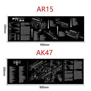 Подложка за почистване на оръжие със схемата на части и инструкции, подложка за пейки Изложба, подложка за мишка, инструмент за ремонт на Глок M9 1911 AR15 AK47