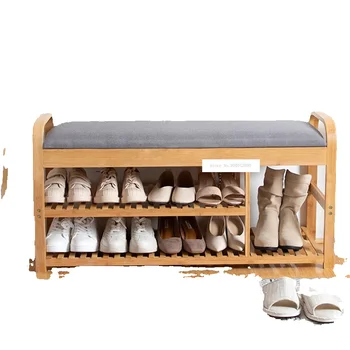ND190508 100 см Двустепенна Текстилен Стол За Монтаж на Обувки от Дървен Шкаф За Съхранение на Обувки Вратата на Хола Творчески Дървени Рафтове За Обувки