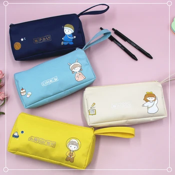 Мультяшные чанти за моливи в корейски стил от плат Оксфорд, двуслойни чанти за моливи, ученически чанти за момчета / момичета, студентски канцеларски чанти
