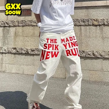 2023 Хип-Хоп прави Панталони с Червени букви, Графична Градинска Облекло За Мъже, Harajuku Homme, Ежедневни Свободни Панталони За Бягане, Мъжки Дрехи