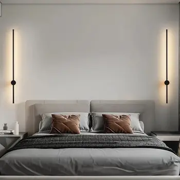 Прост декоративен творчески фон за стълби, коридор, монтиран на стената лампа във формата на линия, монтиран на стената лампа за всекидневната, led лента, монтиран на стената лампа