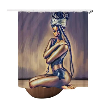 Черни афроамериканские Секси дамски душ Завеси, водоустойчив полиестерен плат, декорация за баня