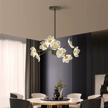 Окачен Лампа Led Art Chandelier Light Проба Декор Стаи В Скандинавски Стил Проста Модерна Атмосфера На Ресторанта Нов Цветен Чист Червен