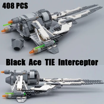 MOC НОВ черен Ace TIE Interceptor Строителни блокове Space Wars Тухли САМ Играчки за деца За рожден Ден, Коледни подаръци 75242