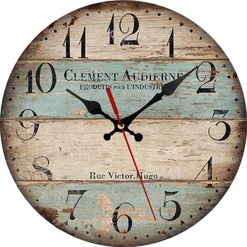 12-Инчови древните дървени Стенни часовници 30 см, Съвременен дизайн, Селски Ретро часовници, Украса за дома, Офис, кафе, Изкуство, Големи Стенни часовници