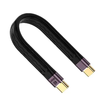 Плосък Кратък USB кабел C 100 W 40 Gbit/s Пренос на данни 4K UHD Видео PD Бързо Зареждане на спк стартира строителни 3.1 Gen 2 Съвместим USB кабел C с USB C.