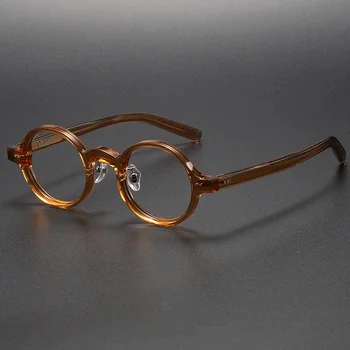 Дизайнерски кръгли ацетатные оптични очила в рамки, мъжки прозрачни очила цвят карамел в стил ретро, дамски модни очила по рецепта