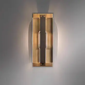 Напълно бронзова лампа, луксозни кристални лампи, модерен просто мода, креативен дизайнер, коридор, хол, нощно шкафче за спалня, монтиран на стената лампа