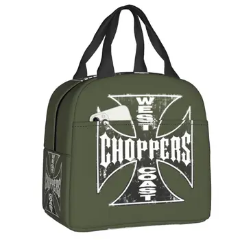 Чанта за обяд West Coast Iron Cross Choppers, термоохладитель, изолиран Обяд-бокс за жени, деца, училищната работа, продукти за пикник, чанти-тоут