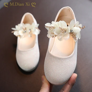 Новост 2023 година, обикновена малки тънки обувки за момиченца с пайети и цветен модел, Детски обувки на равна подметка, на корейското издание, малки кожени обувки за момичета
