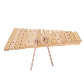 Дървен ксилофон с 15 нотки и 2 чукове за ранно музикално обучение