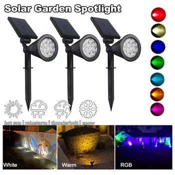 Външни соларни лампи RGB, led преносими лампи за тревата, Подземните лампи IP65, Водоустойчив Външни осветителни тела, поддържан прожектори, декорация на градината