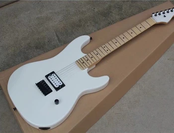 Изработена по поръчка електрическа китара с бял корпус с фиксиран мост, предложението за поръчка