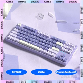 Механична клавиатура XINMENG X87, Динамичен ленти RGB с гореща замяна, Жичен детска клавиатура, 87 клавиши, Аксесоари за КОМПЮТЪР, Win, Mac Office