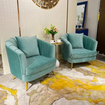 Модерен евтини диван-стол луксозна Италия на едро удобни мебели за хола златен метален кадифе шезлонг