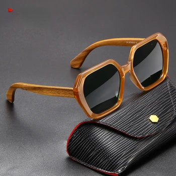 Нови Квадратни Дървени Бамбукови Слънчеви Очила Polaroid, за Жени И За Мъже, Луксозни Слънчеви Очила с Високо Качество, Мъжки Очила с UV400 За Момчета, Oculos Gafas De Sol