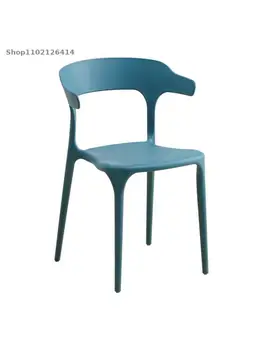 Удебеляване на домашно обедната стол за възрастни, стол с облегалка, скандинавски, маса за хранене и стол, кафене, едно парче, ден за ден пластмасов стол, направен от рог
