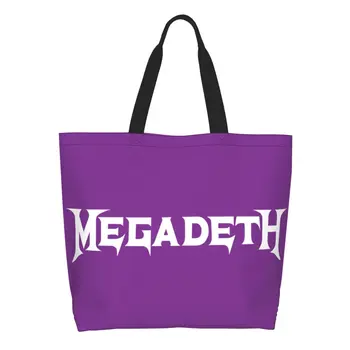 Хеви Метъл Рок Megadeths Принт Хранителни Стоки Торби За Пазаруване Забавен Принт Холщовая Пазарска Чанта През Рамото Си Голямата Голям Здрава Чанта