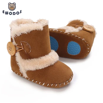 EWODOS За деца и новородените момичета Зимни Топли зимни ботуши в Контрастен цвят Ботильоны Топло Детски обувки за ходене за деца