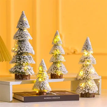 Нови Мини-борови игли с фар, стекающиеся на плота от Кедрово дърво, Декорация за Коледната елха, Коледни украси за Коледната елха