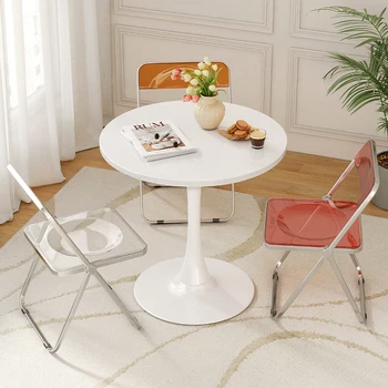 Комплекти мебели за кафене с кръгла център, маса-конзола от страна на ресторанта, минималистичен дизайн, Комплект акрилни столове, бюро в стил фънки