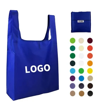 Търговия на едро с 500 бр. /лот, отпечатани по поръчка Лого, Дългогодишна Множество преносима чанта от полиестер и найлон за пазаруване, опаковане на дрехи