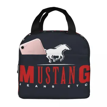 Висококачествени Дънки Mustang, термоизолированные чанти за обяд, Многократно торбичка, за да Bento, Голяма чанта-тоут,Обяд-бокс за Пикник За момчета и момичета