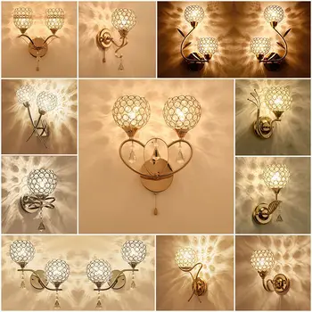 Модерна led хром /позлатен кристален лампа, монтиран на стената лампа, лампа за спални, монтиран на стената лампа за дневна, коридори, led лампа, стенни аплици