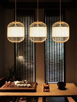 Японската полилей чайна китайски дзен бамбук спалня, кабинет ресторант 2023 нов фенер за главната спалня лампи