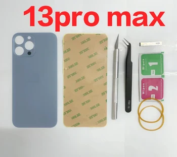 Задната със Стъклен капак за iPhone 13 Pro Max, Корпус, Подмяна на врати, Детайли на капака на отделението за батерията с по-голям отвор отзад с тиксо