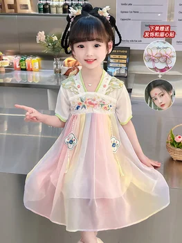 Принцеса Фея Hanfu династията момичета Тан 2023 нови летни шифоновые Детски рокли