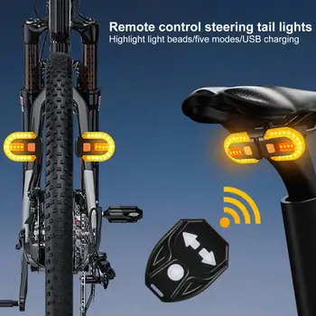 1 Комплект велосипеди сигналната лампа, Компактен Велосипеден задна светлина, Водоустойчив дистанционно управление, под наем указател на завоя, полезен за нощно каране