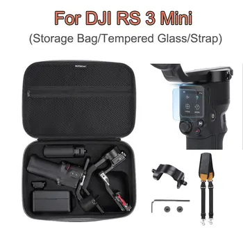 Чанта за съхранение на DJI RS 3 Mini, Чанта през рамо с Каишка, Комбиниран Пътен Калъф, 2 броя, Закалено Стъкло За DJI Ronin RS 3 Mini Аксесоари