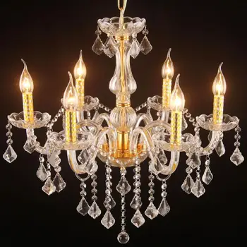 Европейските Прозрачни Кристални полилеи във формата на свещ, Хол, Спалня, Трапезария, бар, игри на Стъклени висящи лампи за таван